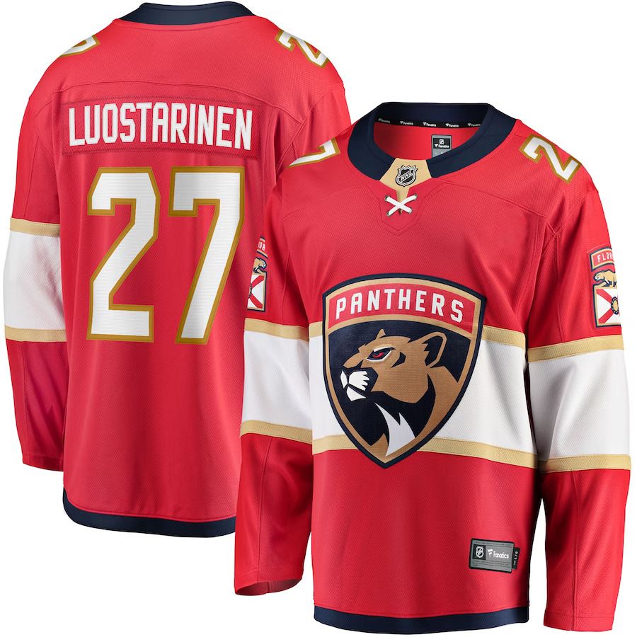 Men Florida Panthers 27 Eetu Luostarinen Fanatics Branded Red Home Breakaway Player NHL Jersey